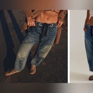 We The Free Moxie Barrel Pull-On Jeans Sz 28 EUC denim